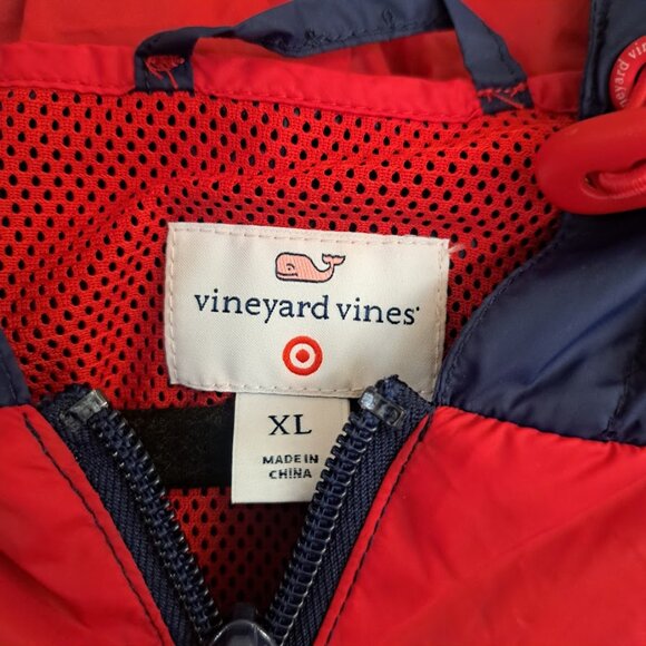 Vineyard Vines mens Rain poncho jacket compactable for traveling XL blue red - Picture 3 of 5